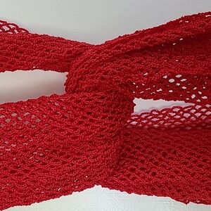 NWOT  Hand Crafted crochet scarf.  Red